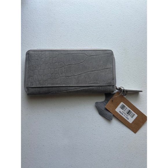 Union Code Gray Leather RFID Data Safe Zip Around Wallet - Picture 2 of 5